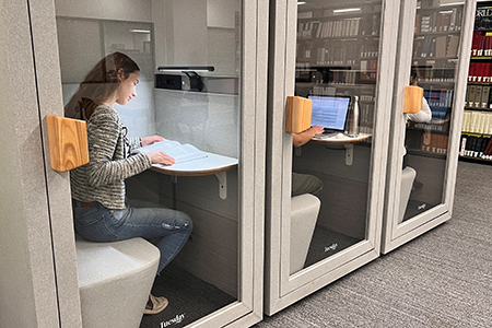 New at both campus libraries: private soundproof study booths