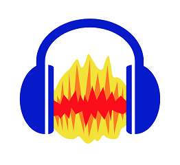 Image of the Audacity App icon (a pair of headphones with flaming wave form)