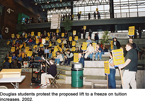 Douglas students protest the proposed lift to a freeze on tuition increases. 