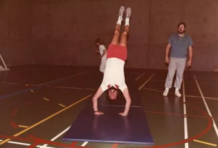 Upside down handspring gymnastics