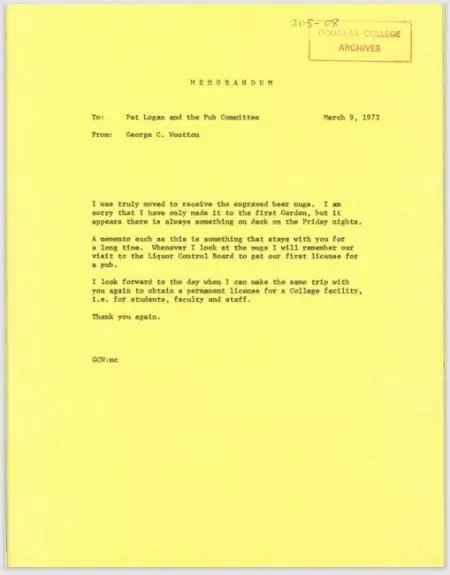 Letter to the Pub Committee (1973)