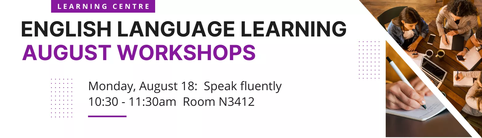 English language learning August workshops