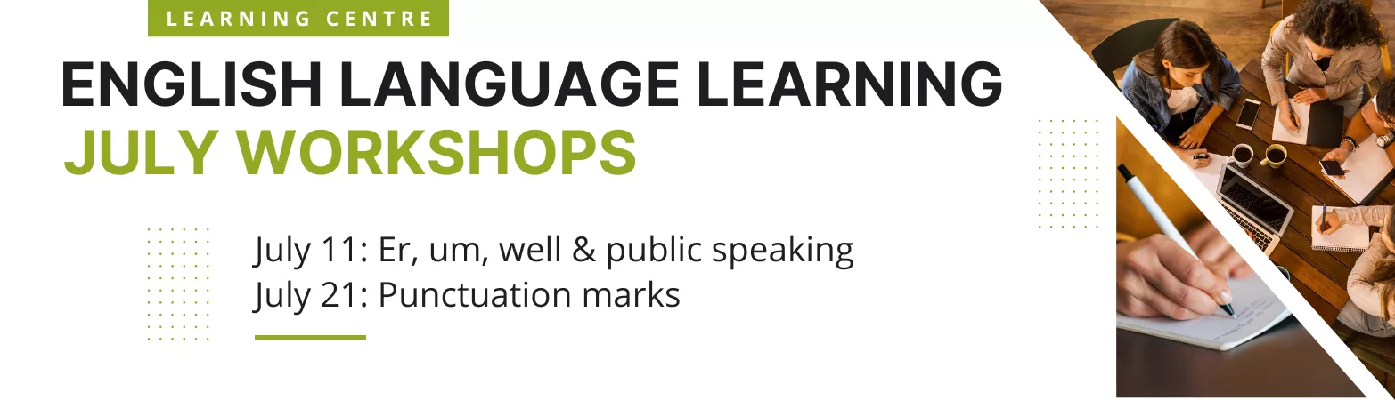 English language learning July workshops